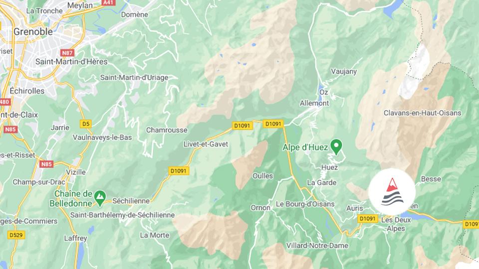Localisation de notre club aux 2 Alpes